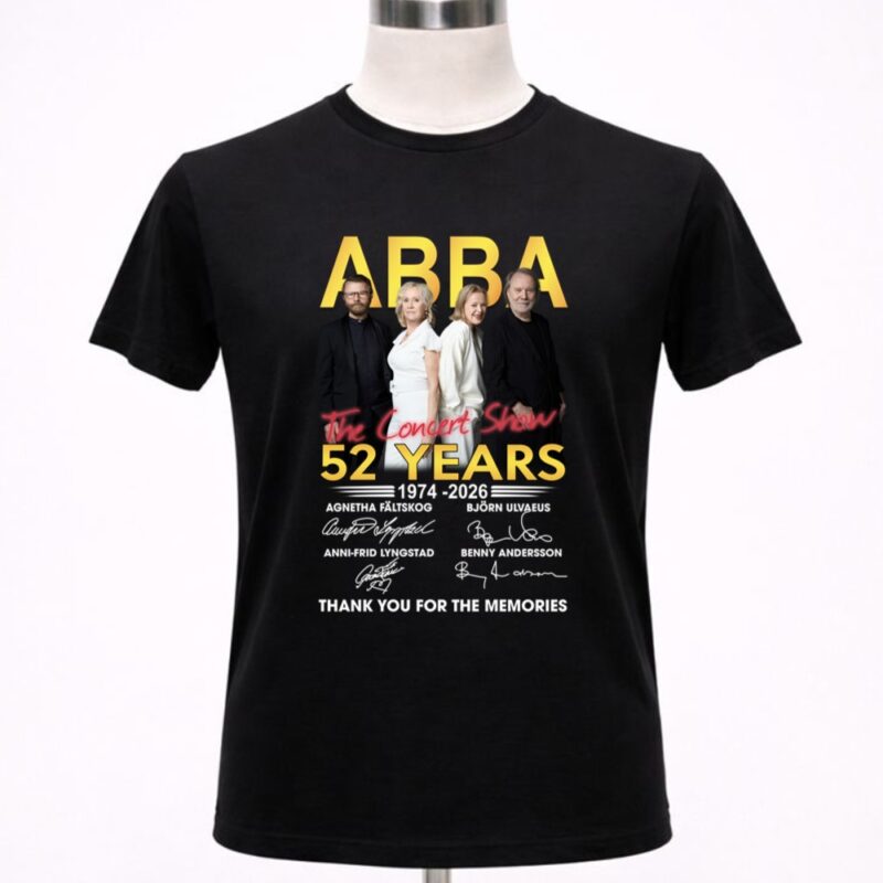 ABBA The Concert Show 52 Years 1974 2026 Thank You For The Memories 1 T Shirt.jpg