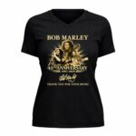 Bob Marley 45th anniversary signature thank you for Your Music 5 Womens V Neck.jpg