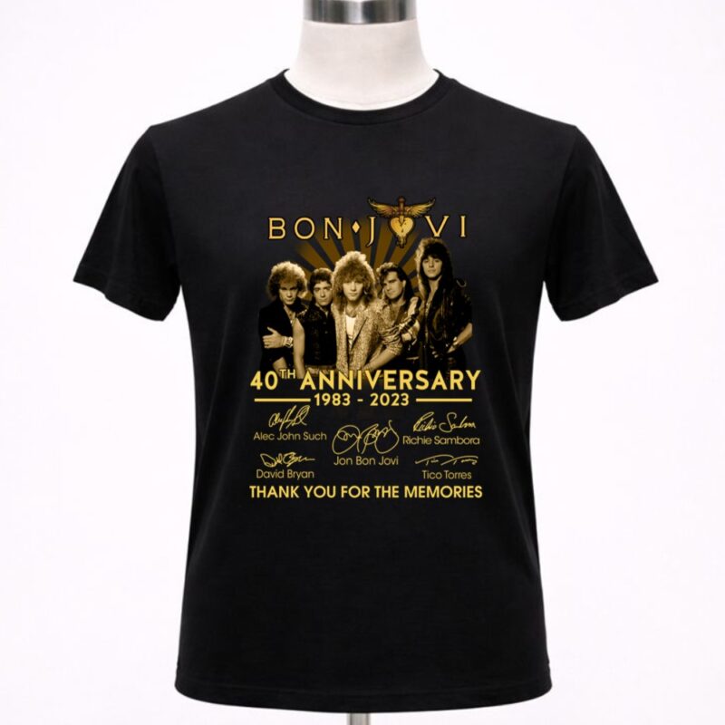 Bon Jovi 40th Anniversary 1982 2023 Thank You For Memories Signature 1 T Shirt.jpg