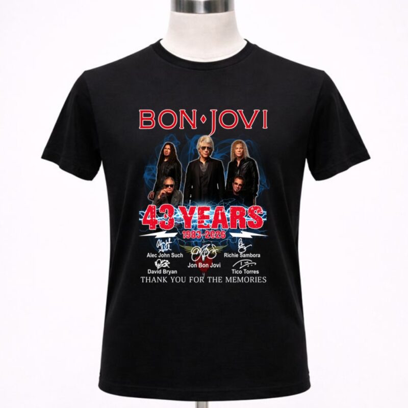 Bon Jovi 43 years 1983 2026 Signatures 1 T Shirt.jpg